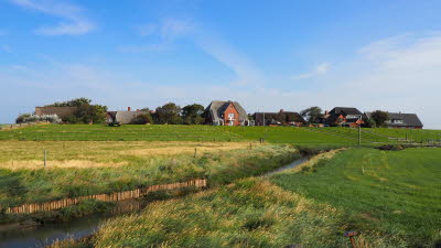 43 Blick auf die Oland Warft vom Hafen aus